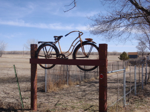 Old Cruiser Bike on pedestal.